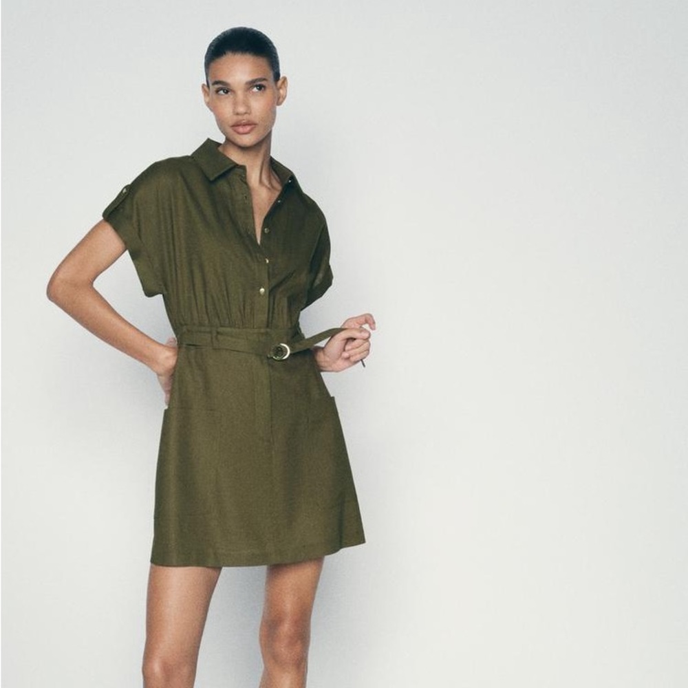 Zara Linen Blend Mini Shirtdress